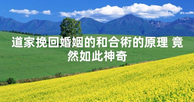 道家挽回婚姻的和合術的原理 竟然如此神奇